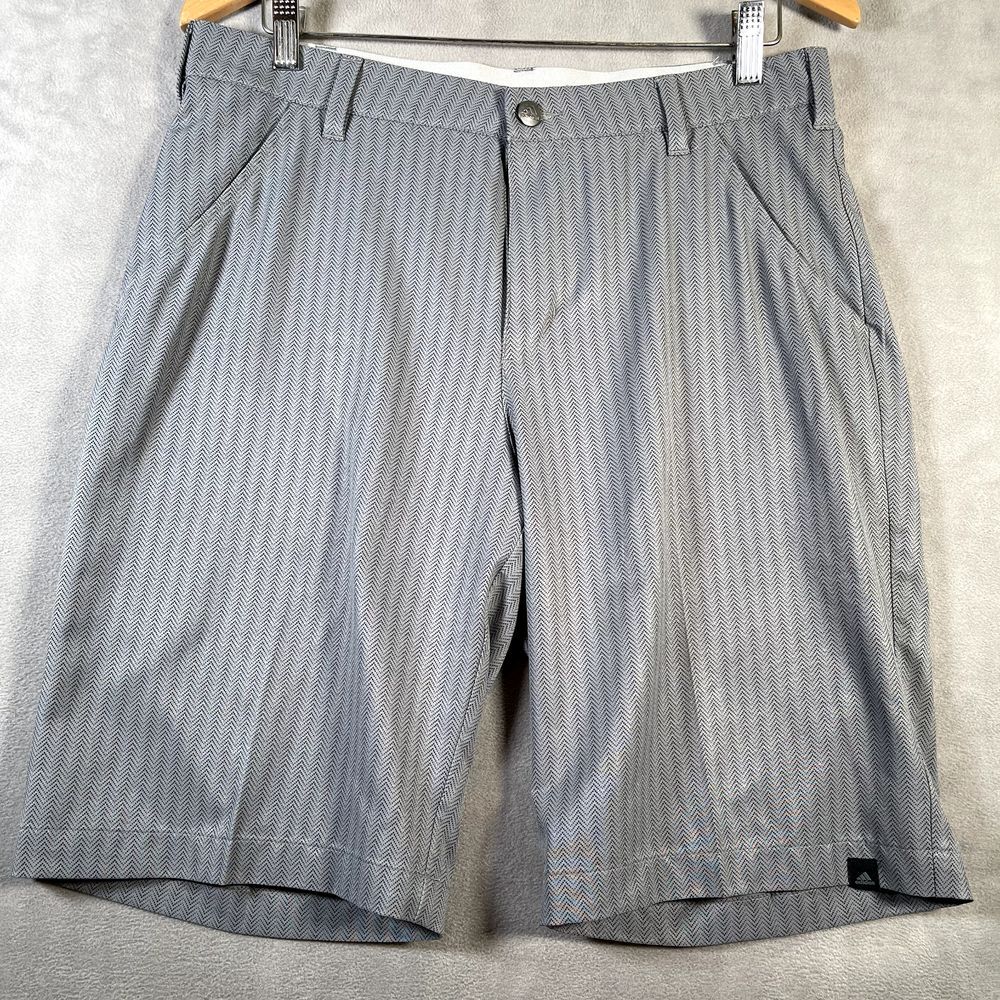 Adidas Golf Shorts Mens 32 Gray Herringbone Performance Stretch Chino 10" Inseam